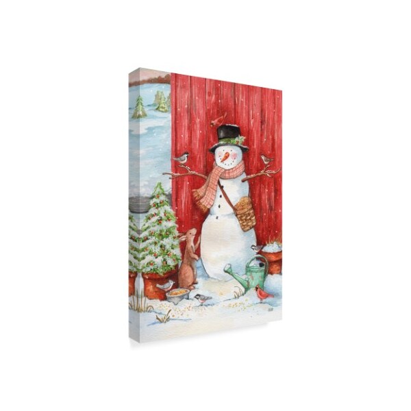 Melinda Hipsher 'Snowman With Birds And Flurries' Canvas Art,22x32